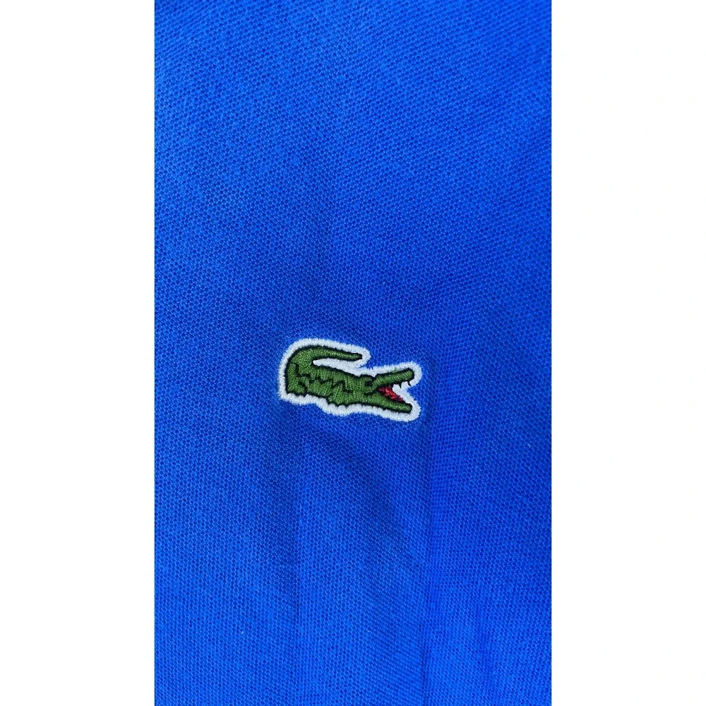 Lacoste Polo Shirt Mens 5 Blue Excellent Short Sleeve Pique Cotton Logo